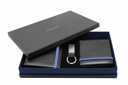 FOL04 Black Leather Wallet, passport holder and key ring gift set